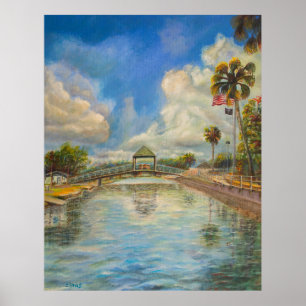 Affiche Vue du pont piétonnier du lac