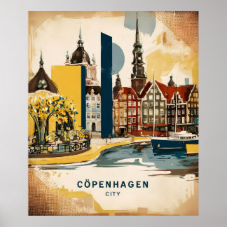 Affiche Vue du port de Copenhague