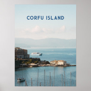 Affiche Vue du port de la ville de Corfou, Voyage