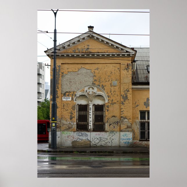 Affiche Vue D'Un Ancien Bâtiment Négligé (Devant)