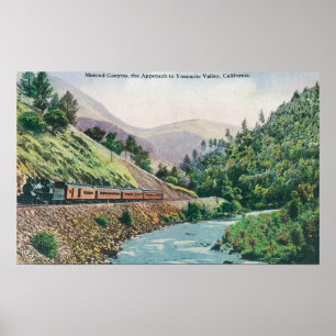 Affiche Vue d'un train allant à la vallée de Yosemite