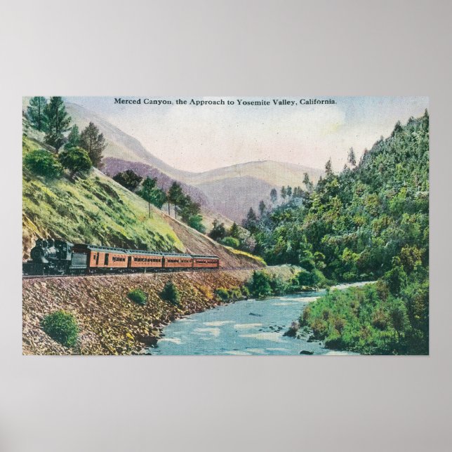 Affiche Vue d'un train pour la vallée de Yosemite (Devant)