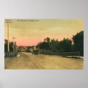 Affiche Vue d'une Ford Model-T sur le boulevard