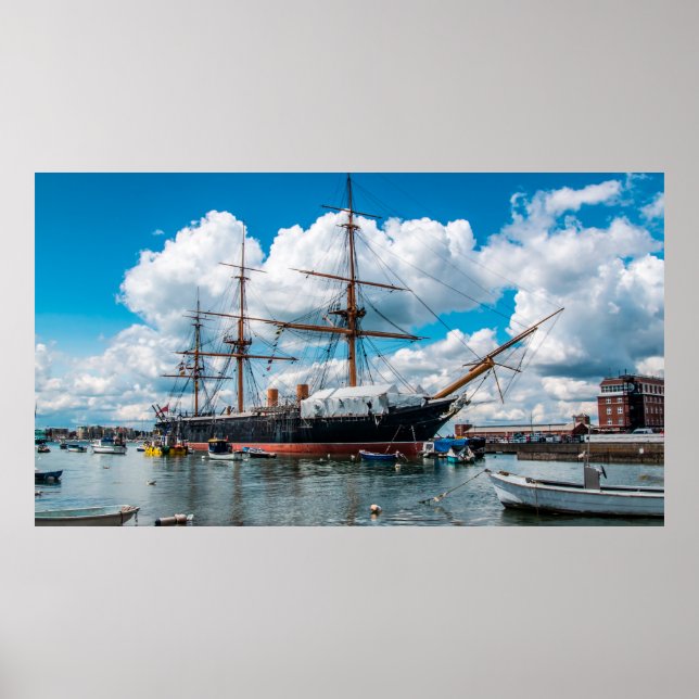 Affiche Vue d'une frégate blindée victorienne historique (Devant)