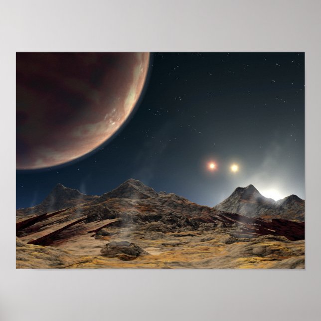 Affiche Vue d'une lune hypothétique en orbite (Devant)