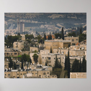 Affiche Vue élevée de la ville depuis la tour YMCA de Jéru