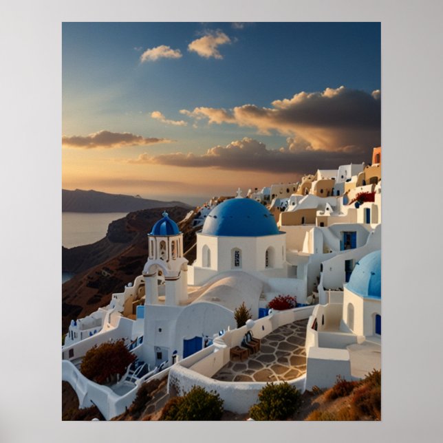 Affiche Vue époustouflante de Santorin (Devant)