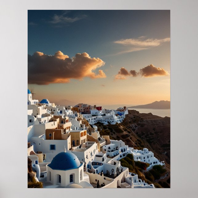 Affiche Vue époustouflante de Santorin (Devant)