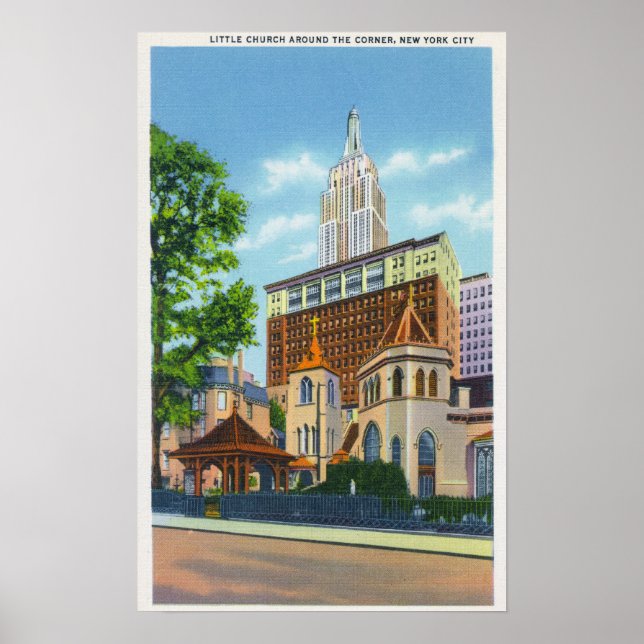 Affiche Vue extérieure de la petite église autour (Devant)