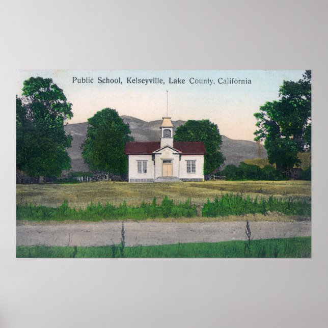 Affiche Vue extérieure de l'école publique (Devant)