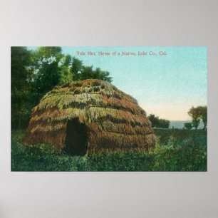 Affiche Vue extérieure d'un comté de Tule HutLake, CA
