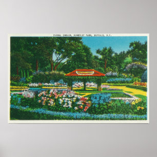 Affiche Vue florale d'emblème de parc de Humboldt