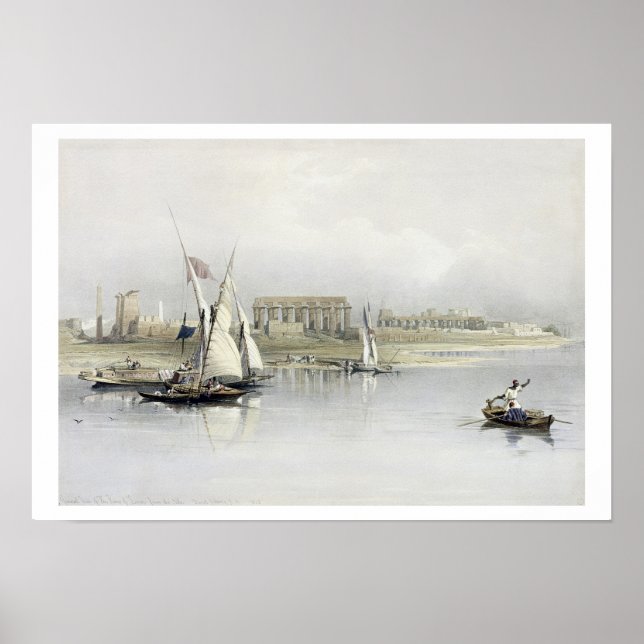 Affiche Vue générale des ruines de Louxor du Nil, (Devant)