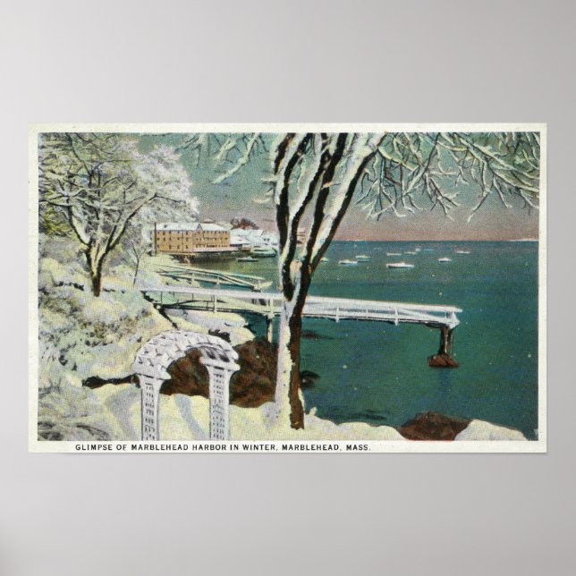 Affiche Vue hivernale du port de Marblehead (Devant)