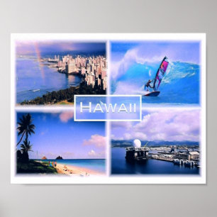 Affiche Vue Honolulu - Le Perouse - Lanikai Beach Oahu -
