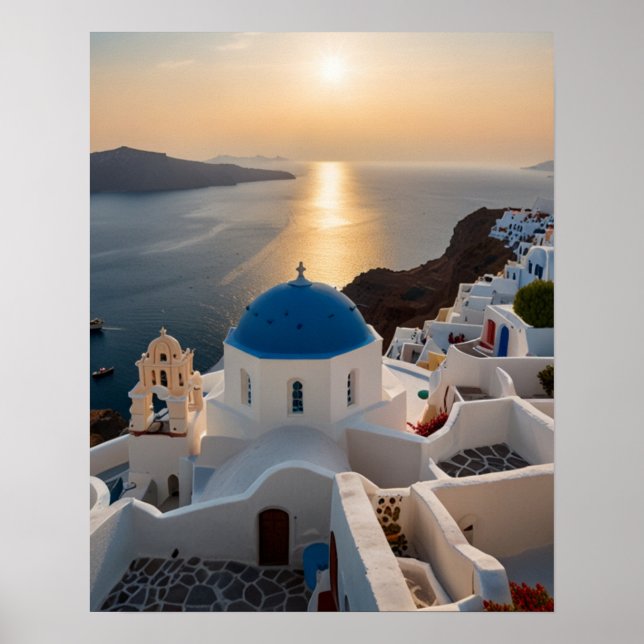 Affiche Vue imprenable sur Santorin (Devant)
