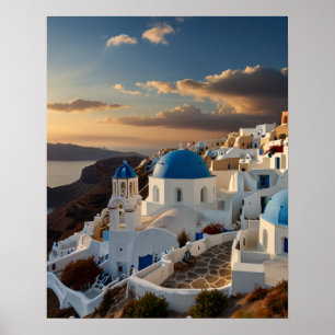 Affiche Vue imprenable sur Santorin