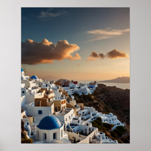 Affiche Vue imprenable sur Santorin