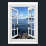 Affiche Vue mer calme Trompe l'oeil Fake Window<br><div class="desc">Vue sur la mer,  fausse scène de fenêtre,  pour un mur de bureau sans fenêtre. Illusion d'optique réaliste et amusante affiche pittoresque pour un bureau ou un mur d'étude.</div>