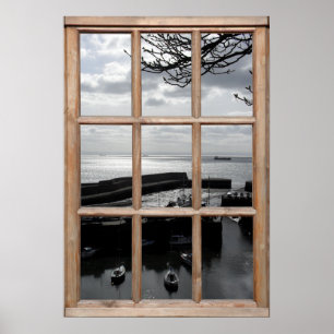 Affiche Vue mer d'argent depuis une fenêtre