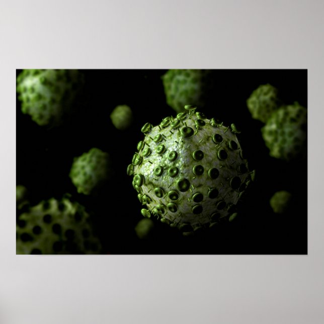 Affiche Vue Microscopique Du Virus Du VIH 1 (Devant)