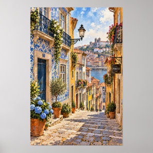 Affiche Vue murale de la vieille ville portugaise et de la