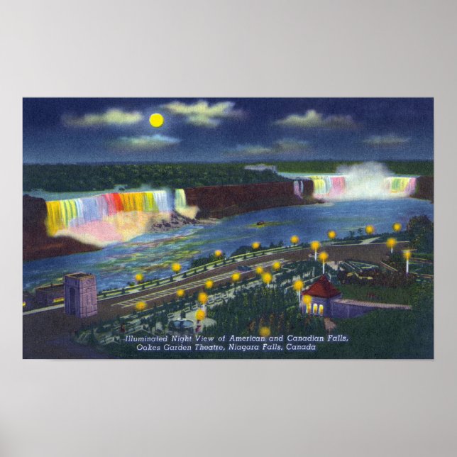 Affiche Vue nocturne d'Oakes Garden Theatre et (Devant)