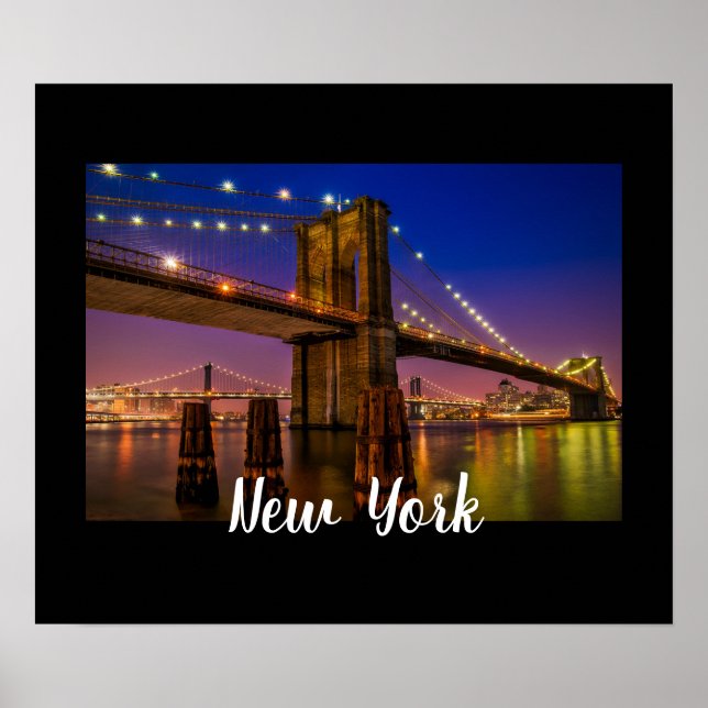 Affiche Vue nocturne Pittoresque du pont Brooklyn (Devant)