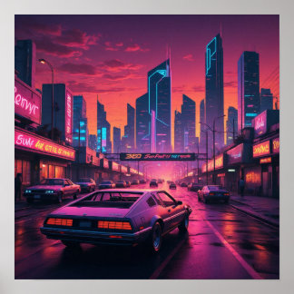 Affiche Vue nocturne sur le paysage urbain