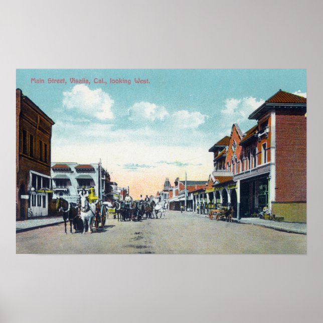 Affiche Vue occidentale de Main StreetVisalia, CA 2 (Devant)