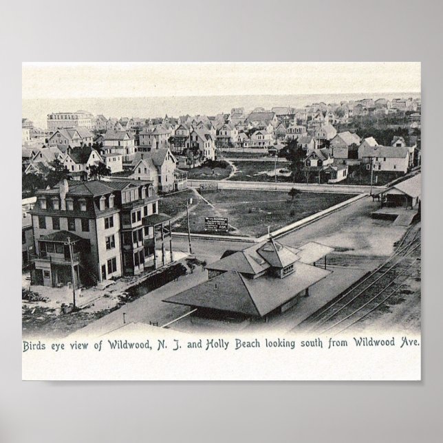 Affiche Vue Oiseau, Wildwood, New Jersey, Vintage (Devant)