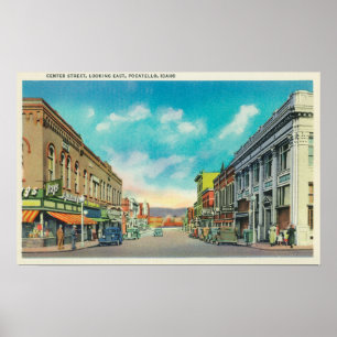 Affiche Vue orientale de StreetPocatello central,