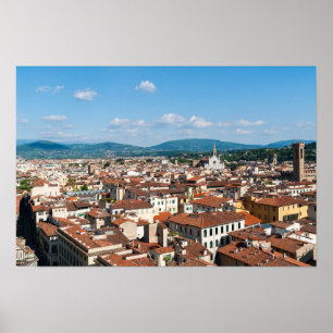 Affiche Vue panoramique aérienne de Florence - Toscane, It