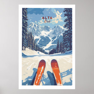 Affiche Vue panoramique d'Alta Utah Ski depuis les pentes