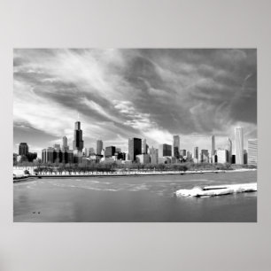 Affiche Vue panoramique de Chicago en hiver