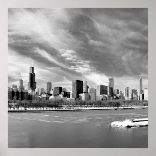 Affiche Vue panoramique de Chicago en hiver