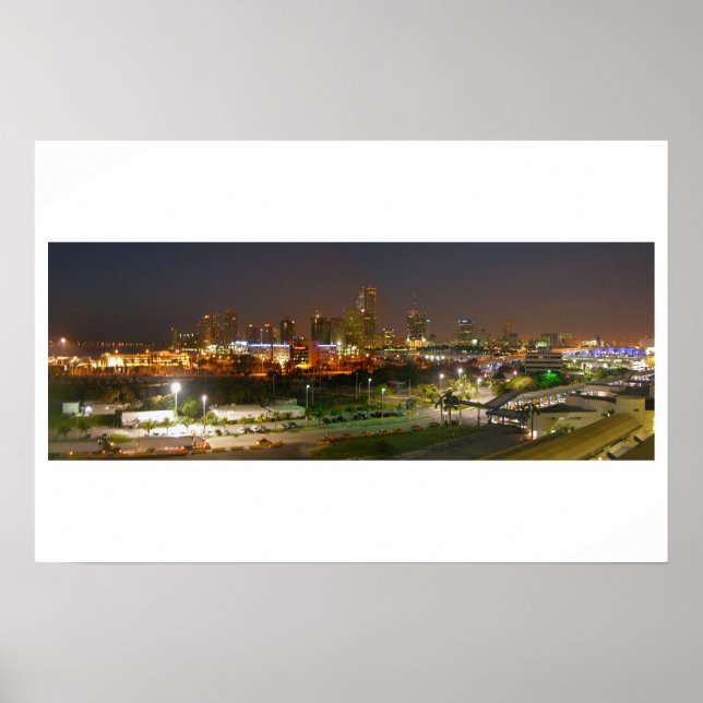 Affiche Vue panoramique de la nuit à Miami (Devant)