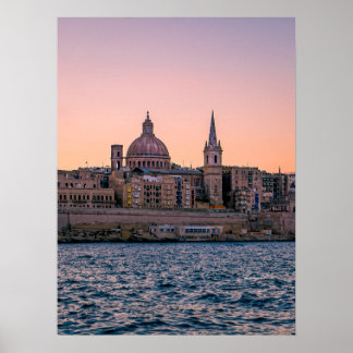 Affiche Vue panoramique de La Valette à l'aube : Un matin