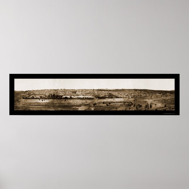 Affiche Vue panoramique de la vieille Jérusalem 1865 (Devant)