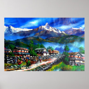 Affiche Vue Panoramique De L'Everest Mountain Nepal