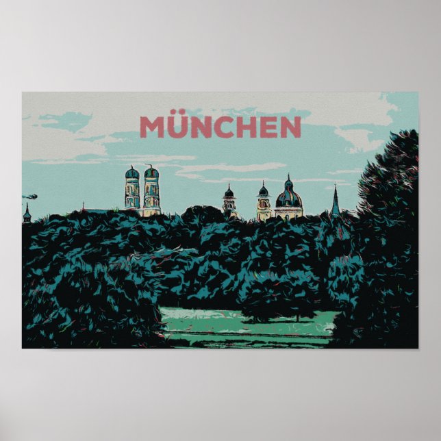 Affiche Vue panoramique de Munich depuis la campagne (Devant)