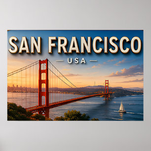 Affiche Vue panoramique du pont Golden Gate de San Francis