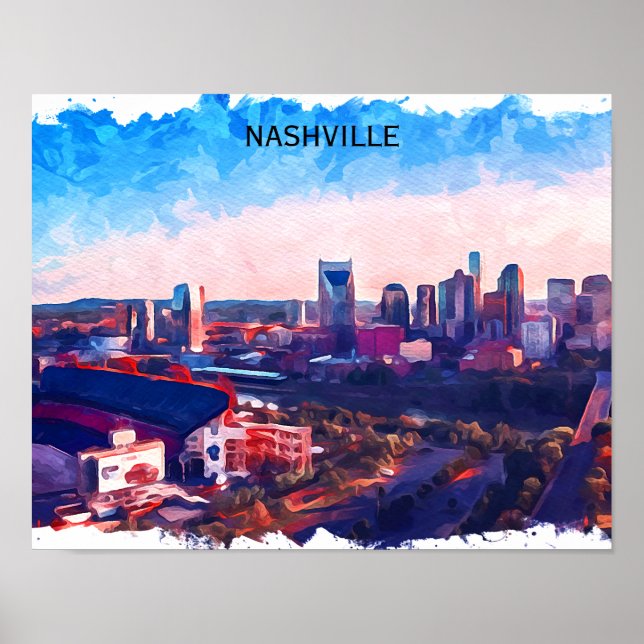 Affiche Vue panoramique du Tennessee de Nashville (Devant)