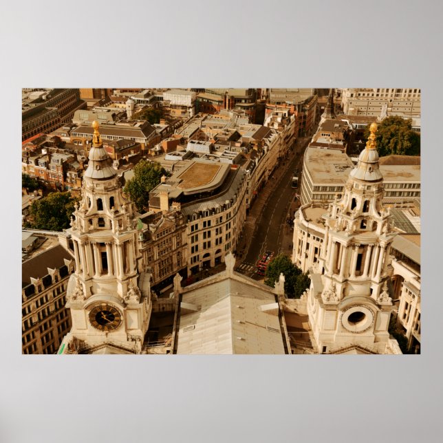 Affiche Vue panoramique sur le toit de Londres avec archit (Devant)