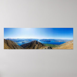 Affiche Vue panoramique sur les montagnes Nouvelle-Zélande