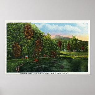 Affiche Vue pittoresque de lac shadow et de tête indienne