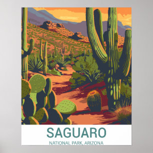Affiche Vue Pittoresque du rétro Saguaro
