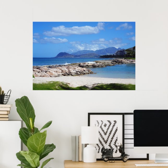 Affiche Vue pittoresque sur la côte hawaïenne (Bureau à domicile)