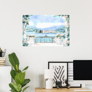 Affiche Vue romantique du lac de Côme