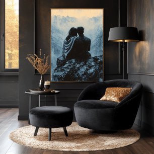 Affiche Vue romantique sur la montagne en style monochrome